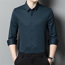 2023春秋男士高档无痕免烫长袖翻领衬衫男时尚商务衬衣HM8237-P85，男装衬衫，星座1105-3