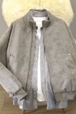 秋冬季男士复古皮衣夹克时尚潮流立领PU皮外套宽松6183-P65，男装皮衣，星座1403A
