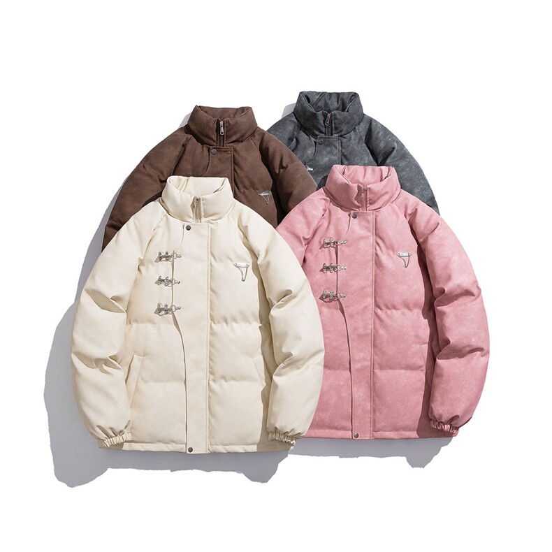 白底立领PU皮复古做旧面料金属飞机扣设计棉衣男MY77726P148控198，男装棉衣，星座227-7