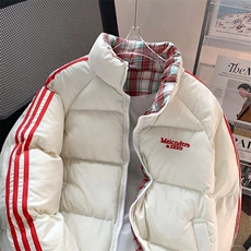 美式撞色格子棉服外套潮牌设计感小众加厚保暖面包服MF339-P80，男装棉衣，星座412-2
