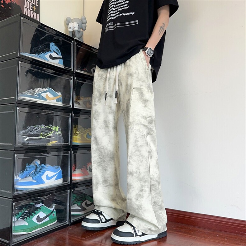 （网图慎用）特批P36无差价扎染拼接大口袋冰丝大码微喇裤男K5922,男装休闲裤,电商A001