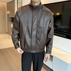 2025秋冬新款老钱风男士加绒皮衣翻领头层牛皮短款风衣PY71--P130，男装风衣，电商B278