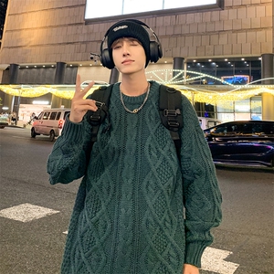 B378P62秋冬毛衣打底衫线衣圆领男装上衣宽松日系港风图片