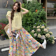 韩系氛围感套装裙女2025夏季新款设计感小衫碎花半身裙气质两件套，女装套装/套裙，2C158