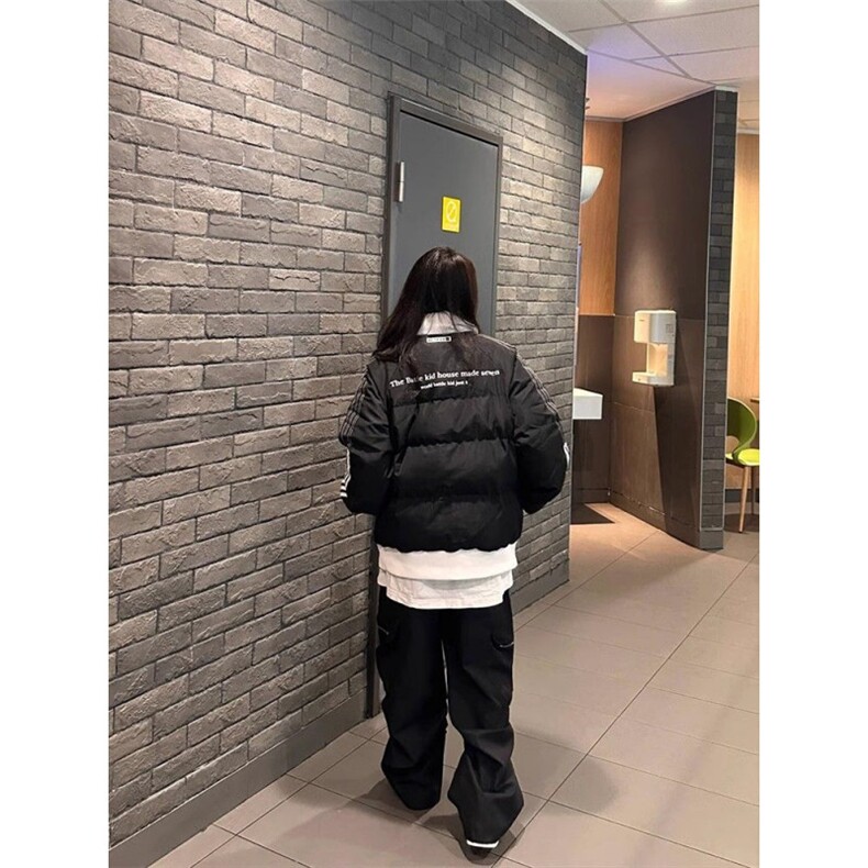 潮棉服外套男女情侣学院风美式复古条纹棉衣外套H995-P85网图,男装棉衣,电商B245