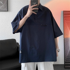 2023夏季复古短袖衬衫男工装宽松衬衣半袖C301P40卡其，男装衬衫，电商C323