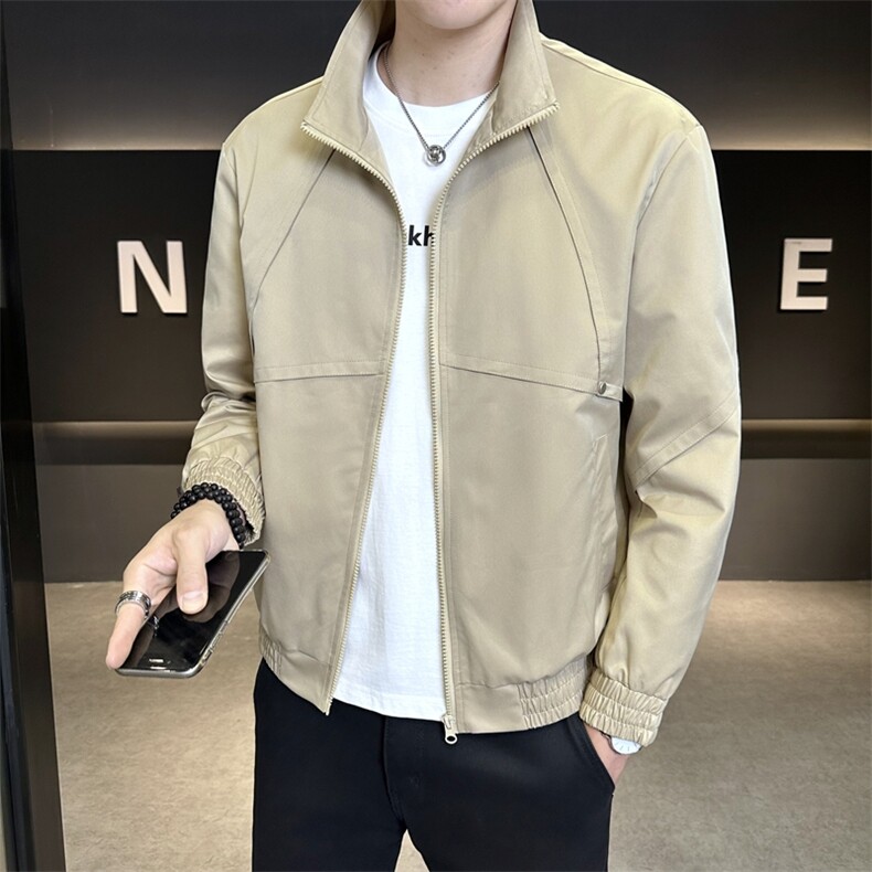 外套男2025款时尚立领百搭休闲纯色工装男夹克JK9215P90控138,男装夹克,星座914