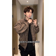733-P60美拉德PU皮机车外套男春秋季美式vintage多拉链飞行员，男装工装外套，电商B323A