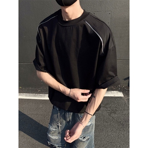300克得物重磅100纯棉宽松拉链结构感光板短袖T恤男 RH5026-特P33图片