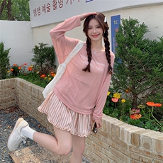 现货：夏装新款字母印花上衣条纹短裙两件套装2C135-8815P135K208，女装套装/套裙，2C135