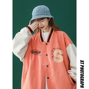 中性风 2026秋季新款设计感字母印花棒球服夹克外套G236P65控88图片