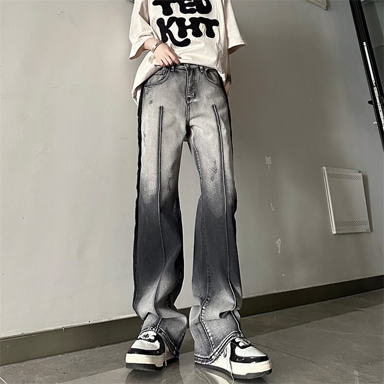 XX118-P65新款高街扎染破洞直筒水洗牛仔裤休闲拖地裤潮控88,男装牛仔裤,星座1608-1