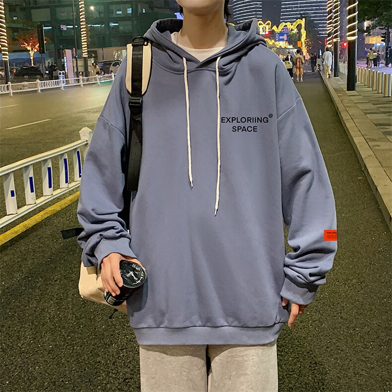 WY2244-P35纯棉连帽卫衣男大码运动帽衫宽松薄外套男NASA,男装卫衣,电商A040