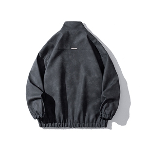 1美式做旧面料双拉链大口袋PU皮大码M-5XL夹克男JK77777P95控128