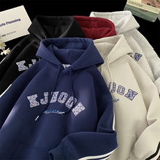 904-2-CD610-特P55控88秋装重磅5色织带格子贴布绣连帽卫衣宽松男，男装卫衣，星座904-2