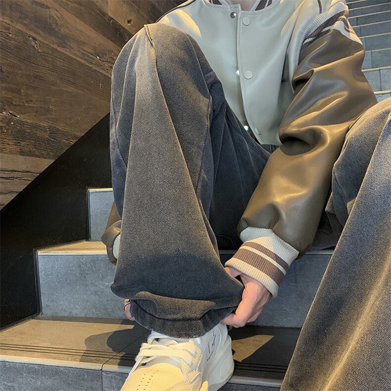抖音现货宽松直筒拖地牛仔裤中性喇叭裤潮GK06-P60限价78,男装牛仔裤,星座310A-1