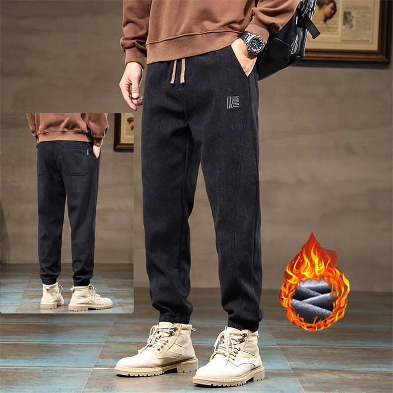 2025秋冬季加绒保暖休闲裤青少年百搭宽松休闲厚款棉裤H9029加绒，男装棉衣，星座224-1