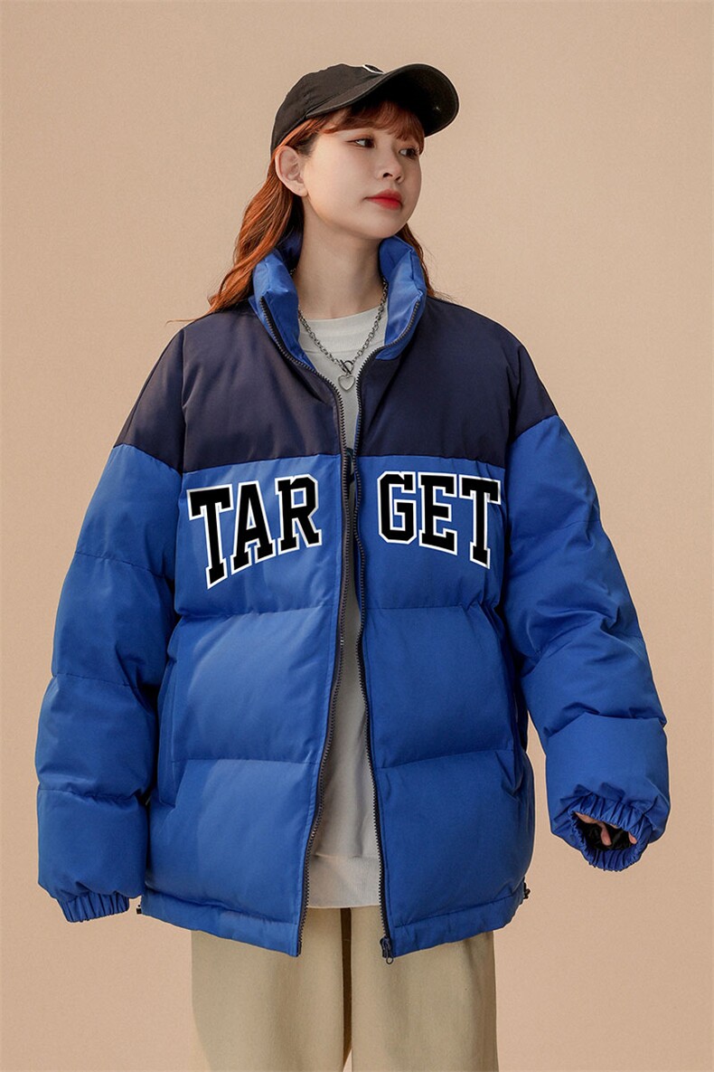 中性22冬季新款字母印花拼色立领棉服TPMY255P85控138特批无差价,男装棉衣,A247A