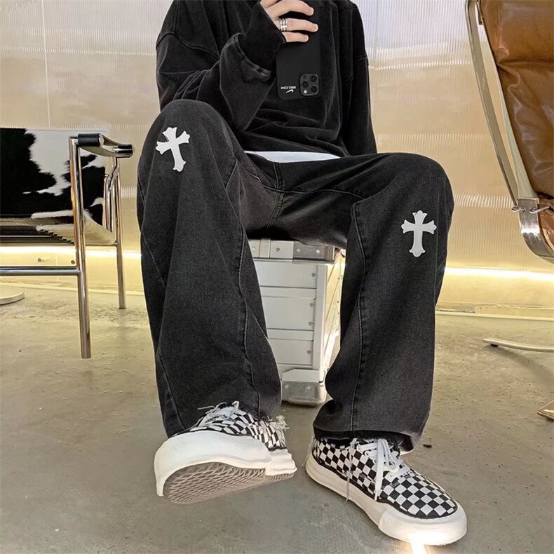 美式牛仔裤男士宽松直筒春秋季个性老爹裤子G3061P45,男装牛仔裤,星座1116-2