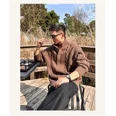 JY340-P70高品质麻花针织开衫外套宽松韩系男网图，女装短外套，星座1501-3
