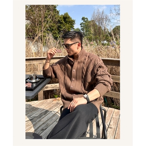 JY340-P70 高品质麻花针织开衫外套宽松韩系男 网图图片