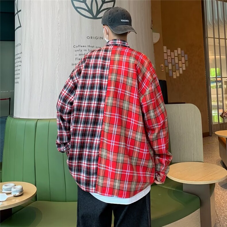 气质青春流行新款时尚潮衬衫格子百搭原宿男潮流夏季,男装衬衫,星座716-2