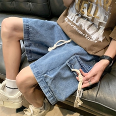 美式高街夏季帅起五分裤工装牛仔短裤男女XD22903特批35，男装牛仔裤，电商A042
