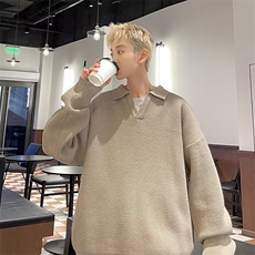 美式纯色Polo衫毛衣男秋冬季潮牌翻领针织衫休闲运动上衣M6510，男装针织衫/毛衣，星座506