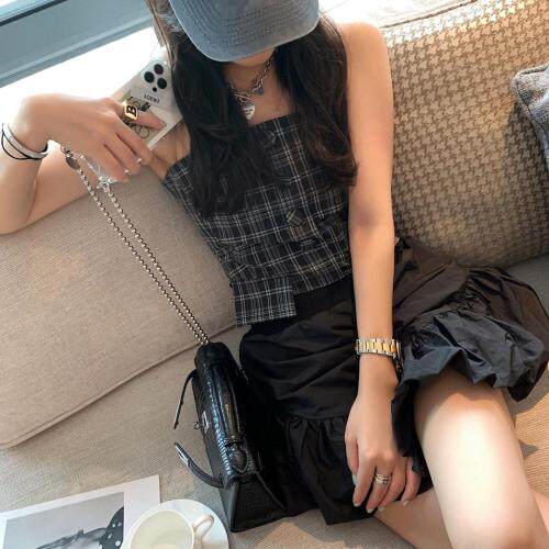 灰格抹胸，胸罩，XTZ style