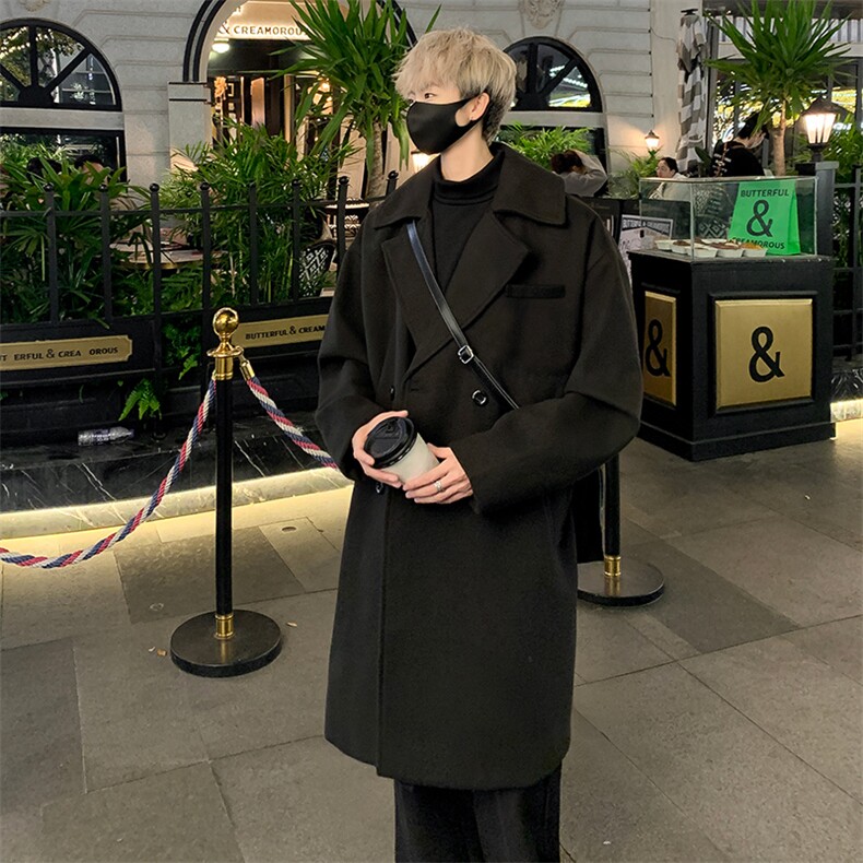 潮流美式毛呢大衣男中长款呢子风衣英伦雅痞男装外套MN9571/P100，男装毛呢大衣，电商B316