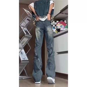 1506/Q11000/P50美式阔腿宽松潮男高级感裤子直筒修身微喇叭裤图片