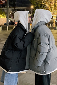 情侣装假两件加厚棉衣大码中性连帽棉服棉袄 A071-Y00-P125图片