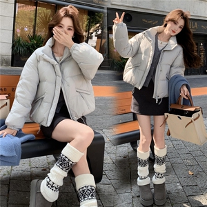 现货新款独特超好看短款羽绒服女款冬季立领面包服小个子羽绒外套图片
