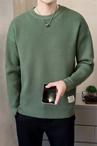 M-2XL B353 MY909 P80 绿店主风宽松秋冬男士潮版针织衫套头毛体图片