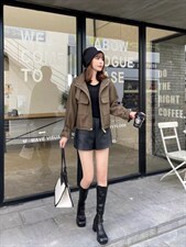 现货，短款皮夹克，三色、三个尺码，其它，依柏璐