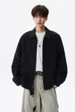 撞色水洗做旧帆布短款夹克男款vintage美式复古工装休闲外套JK003，男装夹克，电商B312