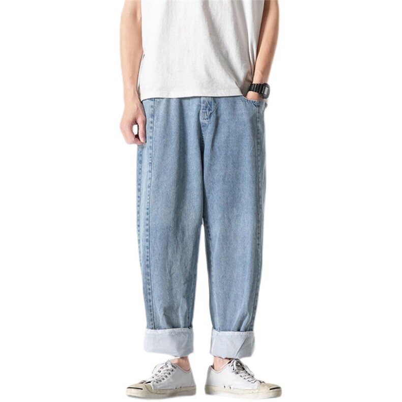 夏季薄款牛仔裤男潮流宽松休闲九分新款哈伦裤男士裤子A221A-K566,男装牛仔裤,电商A221A
