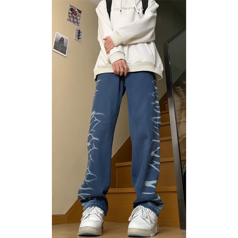 欧美hiphop直筒牛仔裤美式复古阔腿裤垂坠感xz310a-4-nz15,男装牛仔裤,星座310A-4