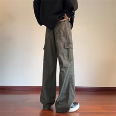 W9955-P60网图现货美式高街重磅机能工装裤大口袋直筒宽松长裤，男装工装外套，星座1608-2