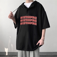 LD54338-P45NASA连帽短袖t恤男大码胖子带帽五分袖中袖，男装T恤，电商A040