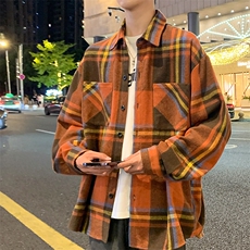 控价69港风格子衬衫宽松外套男女衬衣百搭格子外套CS2438P40，男装衬衫，电商A128