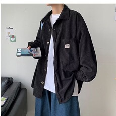 春秋薄款灯芯绒外套男港风时尚潮牌宽松痞帅衬衣韩版百搭长袖衬衫，男装衬衫，星座1210-1