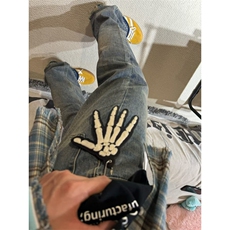 【有货】美式vibe微喇毛边牛仔裤男直筒裤脚破洞裤子D99HH-特P52，男装牛仔裤，星座1007（原301D）