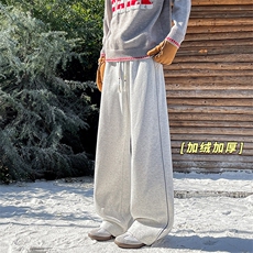 加绒加厚休闲裤冬季北极绒慵懒风条纹保暖长裤D52147-TP5598，男装棉衣，电商A102