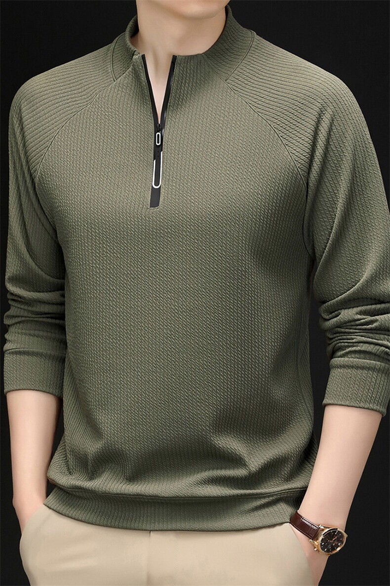 半拉链长袖t恤卫衣男士春季新款商务休闲透气立领上衣打底衫,男装T恤,电商B212（原钱塘6029）