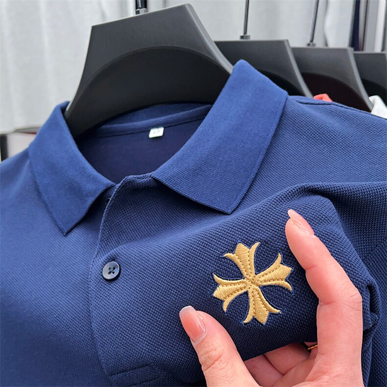 长袖t恤男秋装翻领丅恤刺绣保罗polo衫纯棉宽松休闲上衣体桖纯棉,男装Polo衫,电商B212（原钱塘6029）