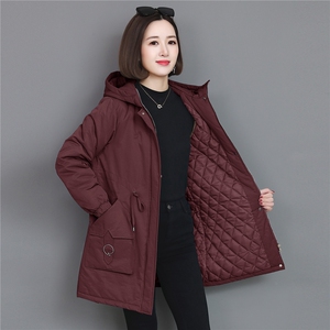 棉服女冬季中长款加棉加厚纯色百搭外套棉衣，女装棉衣/棉服，芙芮