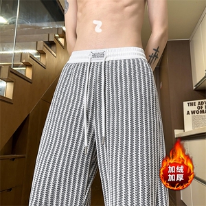 冬季加绒撞色贴标条纹肌理感休闲裤直筒卫裤男 5D2130-TP4588图片
