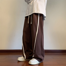 港风条纹休闲裤男宽松直筒拖地裤束脚裤卫裤KP613P50，男装休闲裤，星座1204-3