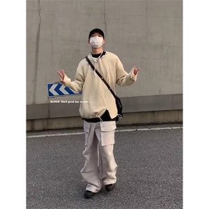 高街小众暗黑系不规则拉链卫衣男潮牌设计感宽松休闲冲锋上衣外套图片